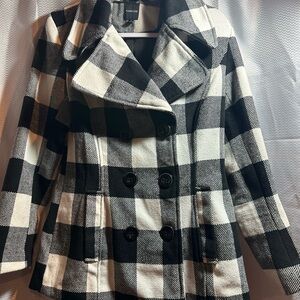 Rampage Black & White Plaid Coat | Classic Monochrome Winter Style